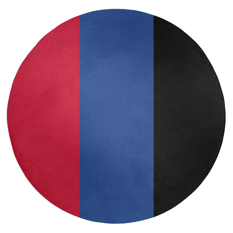 Tapis à rayures rouge/bleu/noir, Rond 5 pi