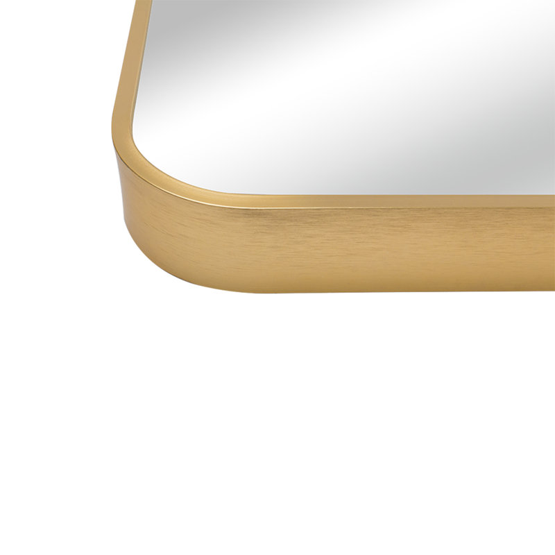 Arched Wall Mirror with Metal Frame, Gold