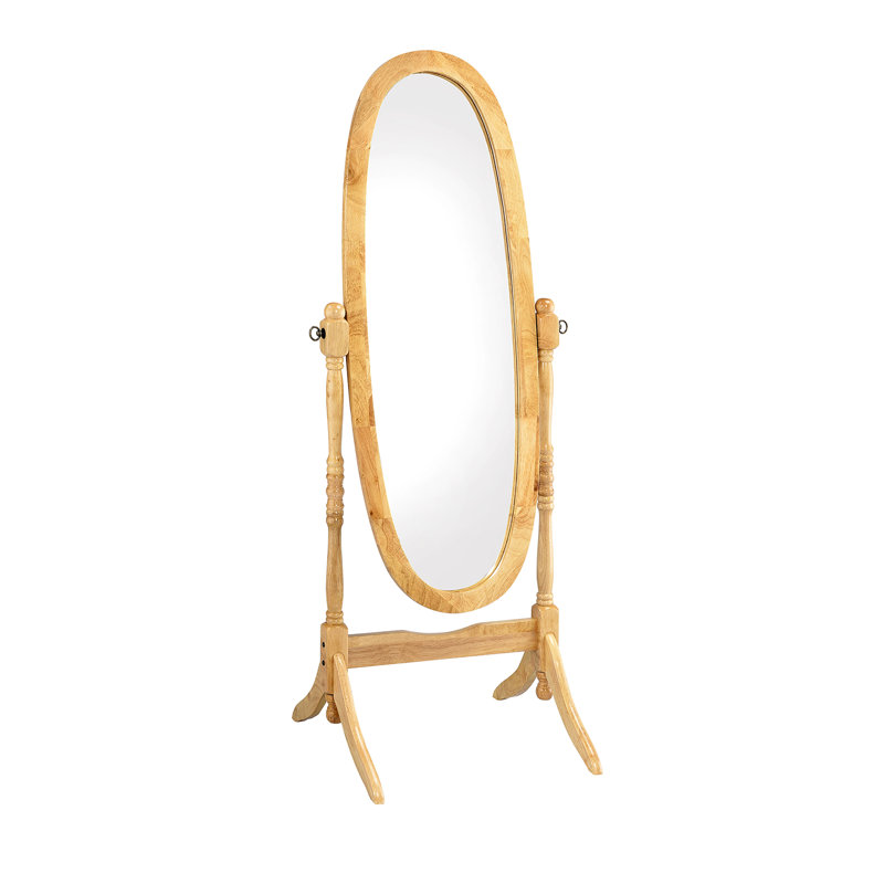 Miroir de plancher en bois classique avec forme ovale et conception réglable