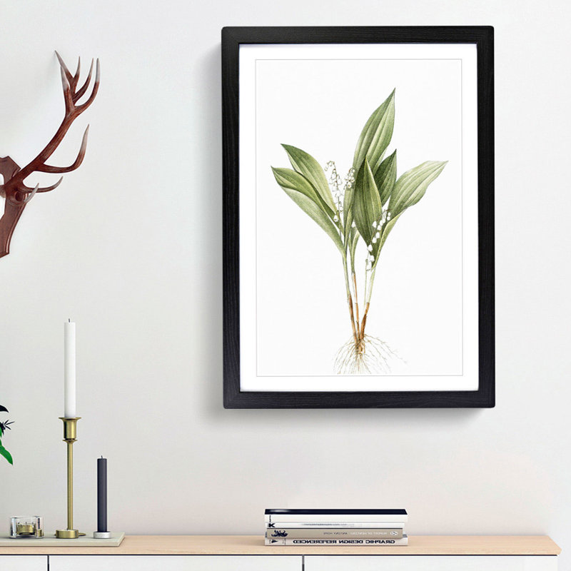 Lily of the Valley by Pierre-Joseph Redoute - Picture Frame Painting Print on MDF, 65cm H x 48cm W x 2cm D, Black Framed
