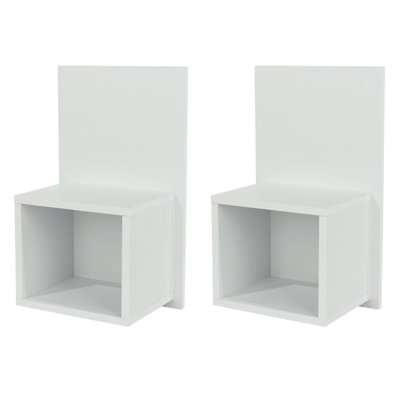 Set of 2 Floating Wall-Mounted Open Bedside Tables, Compact