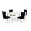 Ensemble de table de salle à manger 7 pièces comprenant une table de cuisine rectangulaire avec rallonge amovible et 6 chaises, lin blanc-1697202282-1697202290
