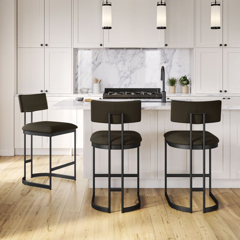 Tabouret de bar et de comptoir en polyuréthane Lucio, Tabouret de comptoir (siège d'une hauteur de 26,7, Noir