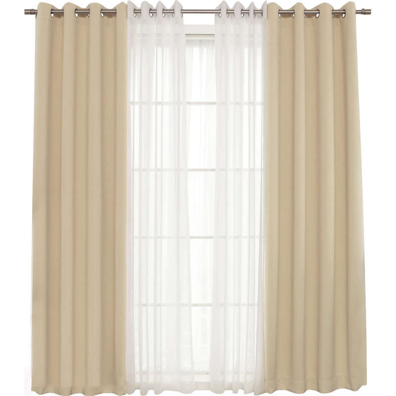 Paire de rideaux transparents avec œillets Granados, Beige