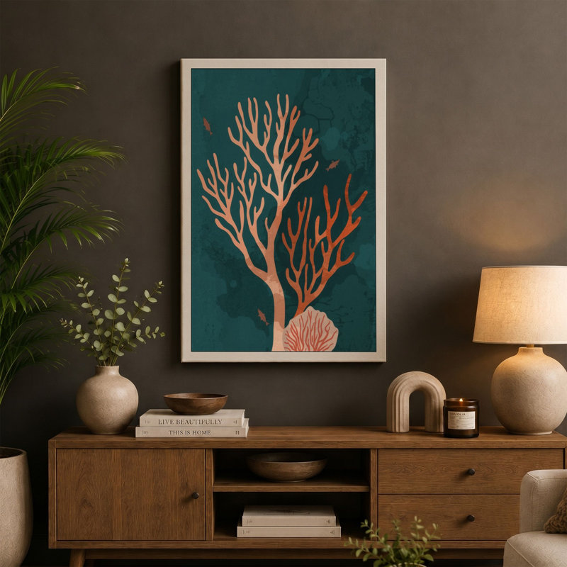 Branching Tree Root Botanical - Wrapped Canvas, 30x20 - 76.2 x 50.8 cm, Cream Border
