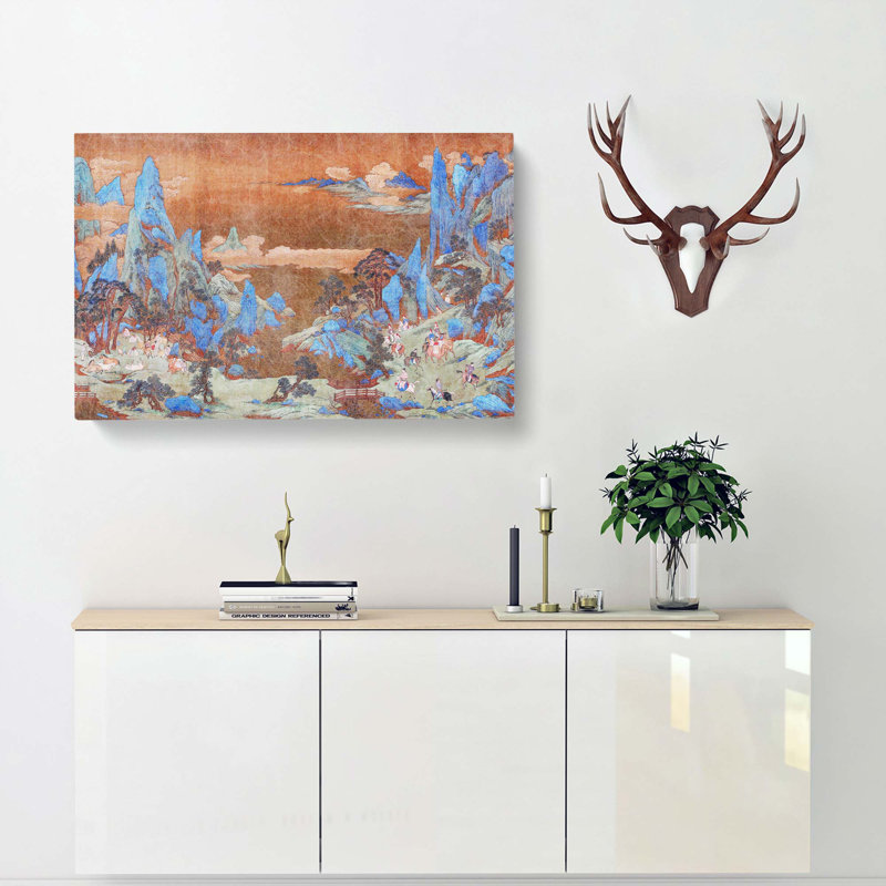 Silk Road Travellers by Qiu Ying - Wrapped Canvas Painting, 35cm H x 50cm W x 3cm D