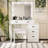 White Vanity With Extra Storage Drawers And Integrated Led Lights Modern Dressing Table Sliding Mirror Multiple Areas