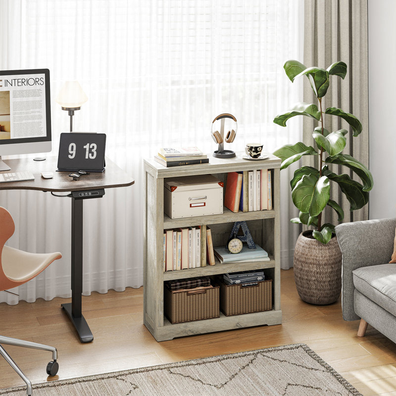 Breccan Engineered Wood Standard Bookcase with Adjustable Shelves, Light Gray