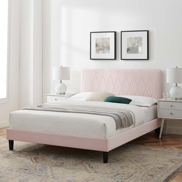 Phillipa Performance Velvet King Platform Bed In Pink