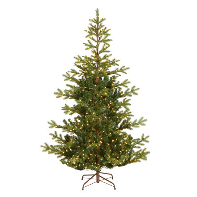 Norwegian Feel Real Hinged 7.5' Green Spruce Artificial Christmas Tree with 750 Clear Lights with Stand
