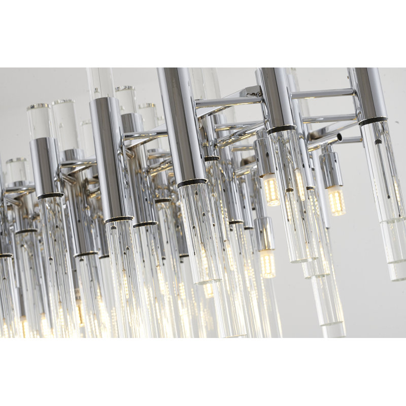 Transitional 20 Light Glass Shade Chandelier