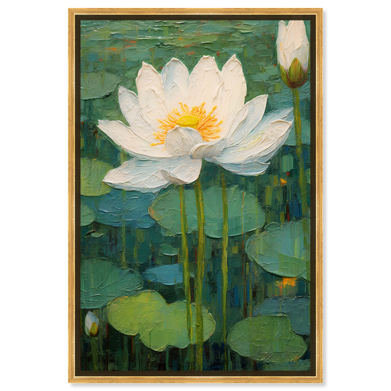 Art Remedy This Is My Waterlily, impressionisme encadré, Cadre doré, H 25 po x l 17 po