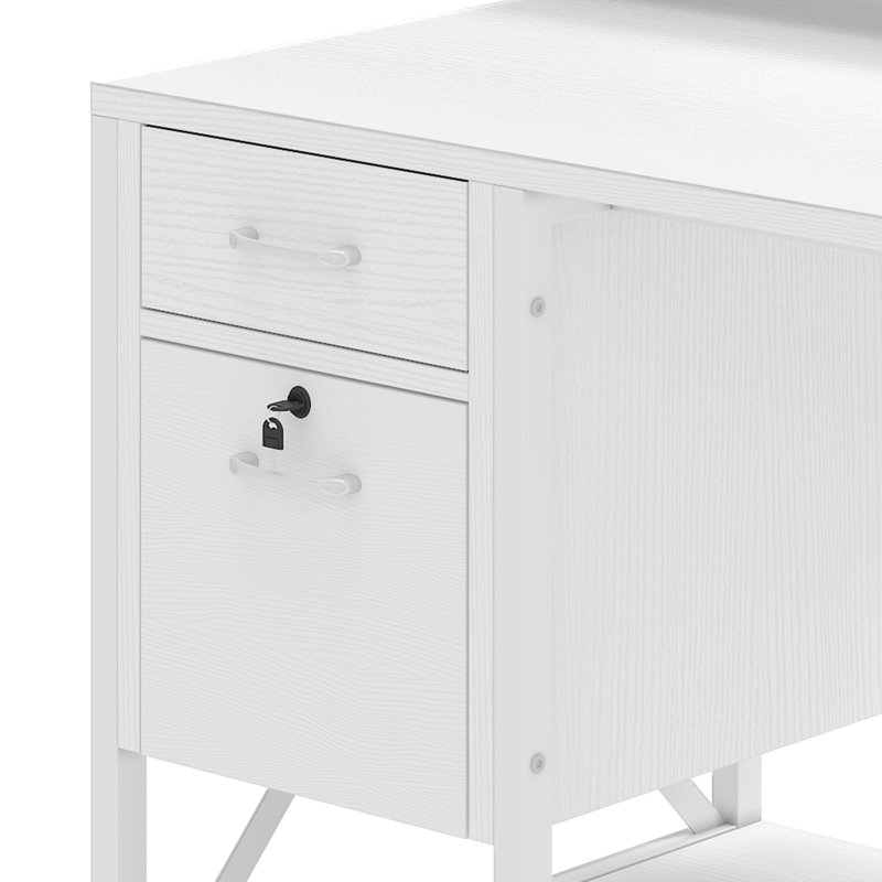  59" Computer Desk With Storage Hutch, LED Lights & Power Outlets, Home Office Desk With Lockable Drawers & Monitor Stand