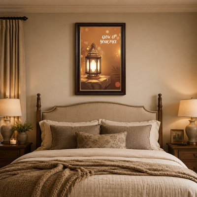 Ornate Glowing Lantern On Stone With Warm Bokeh Canvas Wall Art