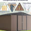 Remise de rangement brune en métal 10 'X avec porte verrouillable et ventilation pour patio de jardin 10', porte, utilisation dans la cour-118124188-118124189