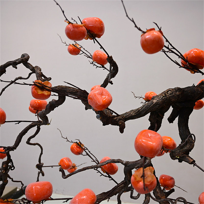 Arbre persimmon mural avec branches de Jujube, H 98,42 po x l 23,62 po