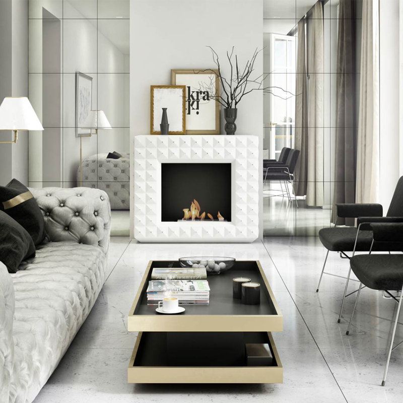 44.8'' W Bio-Ethanol Fireplace, White