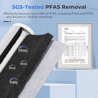Ensemble de filtres de remplacement à 3 étapes iSpring F3WGB32BPF pour système de filtration d'eau domestique WGB32B-PF, élimine jusqu'à 99% des PFAS, PFOA / PFOS, chlore, sédiments, goût et odeurs
