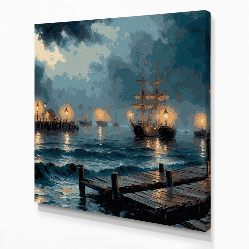 Art nautique sur toile bleu, H 12 po x l 12 po