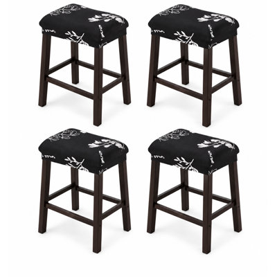 Ensemble de 4 tabourets de bar rectangulaires imprimés à hauteur de comptoir avec housses de selle et housse de protection