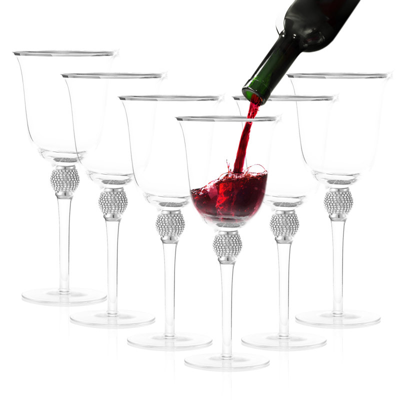 18oz. Handmade Wine Glass Set, Silver
