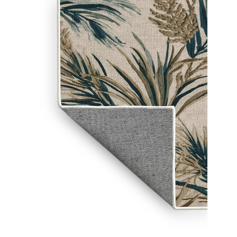  Washable Coastal Garden Coastal Area Rug, Rectangulaire 3 pi x 5 pi