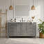 Meuble-lavabo autoportant 60 po avec lavabo simple et cadre en bois massif 60 po gris-1284826772