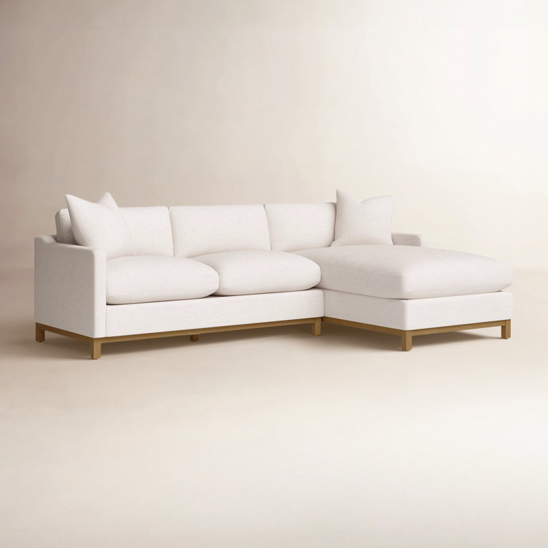Cami 111" W 2-Piece Solid Wood Upholstered Sectional, Right Hand Facing, Cloud Linen Blend