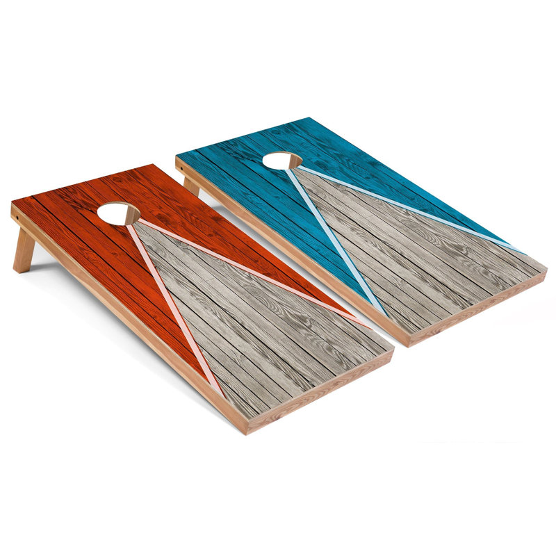 Ensemble de cornhole toutes saisons orange et turquoise | Comprend (2) planches (8) sacs et accessoires optionnels