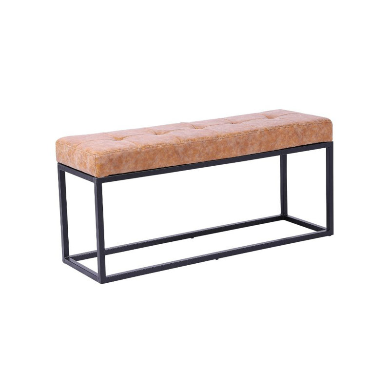 Banc en similicuir Hesser, Brun clair, Noir