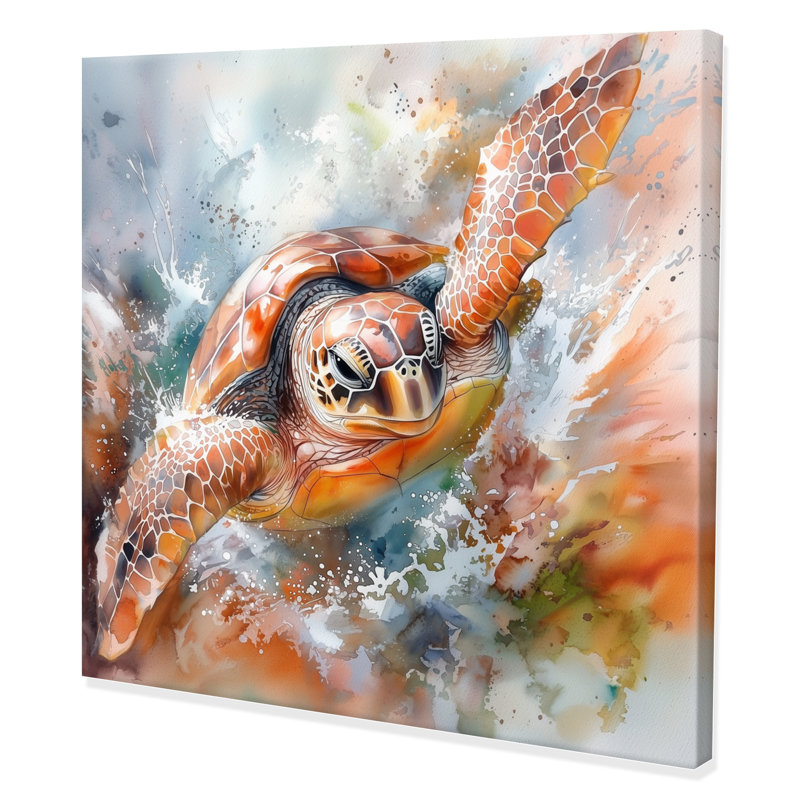 «Oceans Turtle Journey II - Tortue», reproduction sur toile, H 30 po x l 30 po, Toile tendue, Ne s’applique pas