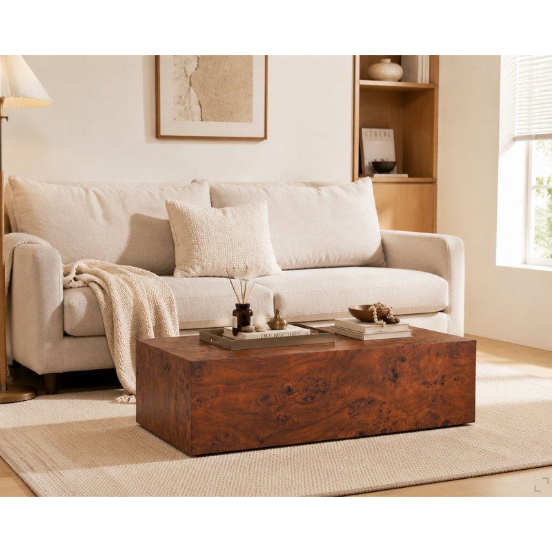 Table de bout en placage de noyer de qualité supérieure, table d'appoint polyvalente réglable en hauteur pour le salon, aucun article supplémentaire inclus