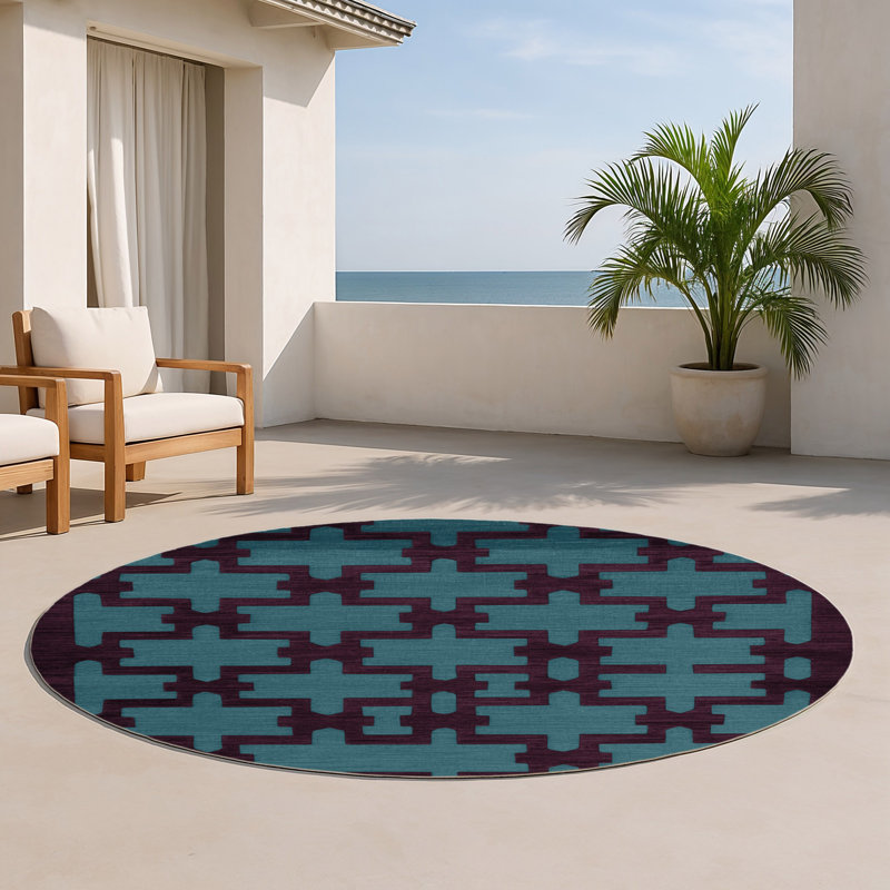 Tapis brun intérieur et extérieur Trellis, Rond 5 pi