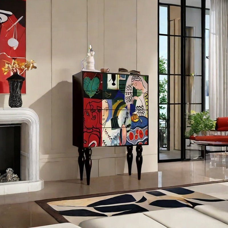 Armoire décorative en noyer avec plateau spacieux