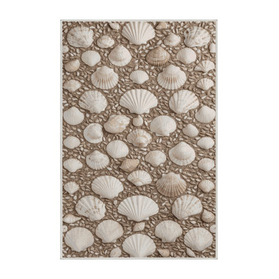 Washable Mixed Shell Mosaic Coastal Area Rug