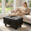 Banc repose-pieds rectangulaire avec couvercle à charnière, repose-pieds en similicuir pour le salon, la chambre à coucher, le vestibule, 28,5 po x 19 po x 17,5 po-1081251193