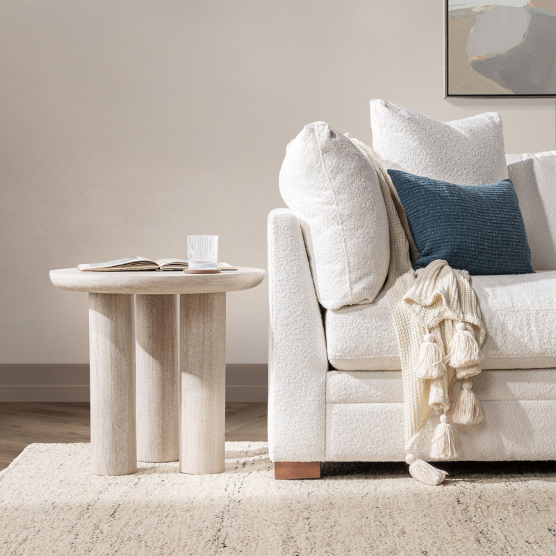 Columnia Mango Wood End Table, White