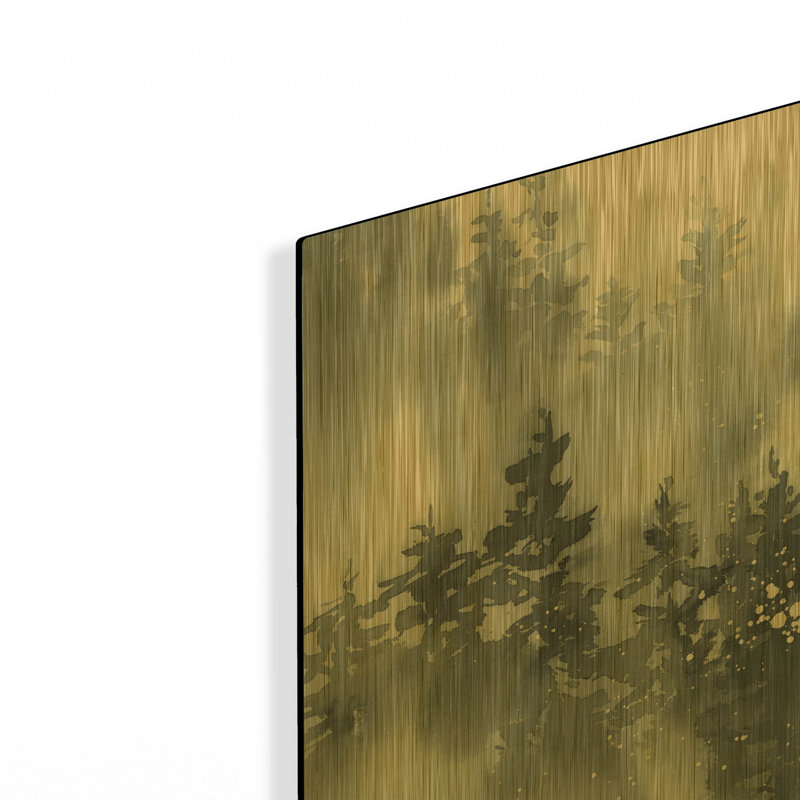 «Misty Forest I» par Katrina Pete, art mural en métal doré, 12 po x 12 po, 12 po x 12 po