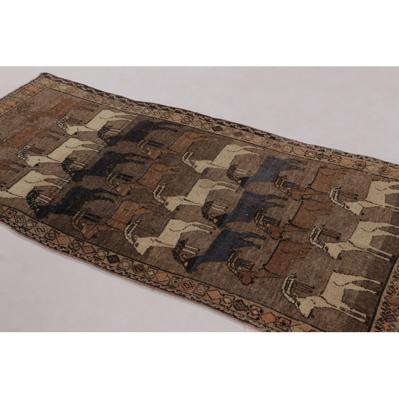 Vintage One-of-a-Kind 3'3" X 7'4" Hand Knotted Area Rug