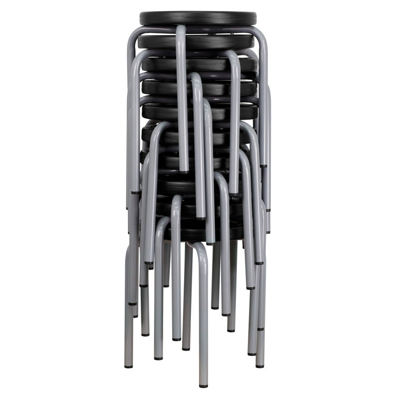 Pennypacker Stackable Stool with Powder Coated Frame, Black