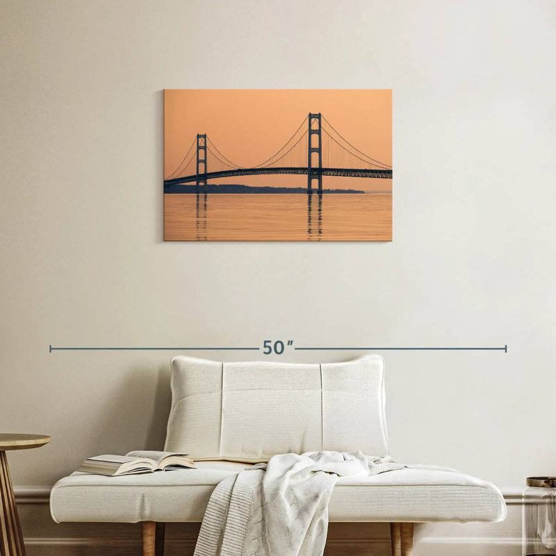 Lilie Mackinac Bridge au coucher du soleil, H 20 po x l 30 po