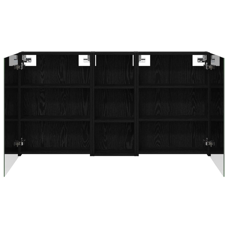W H Wall Mounted Required Medicine Cabinet Mirror 6, 70cmH x 130cmW x 14.5cmD, Black