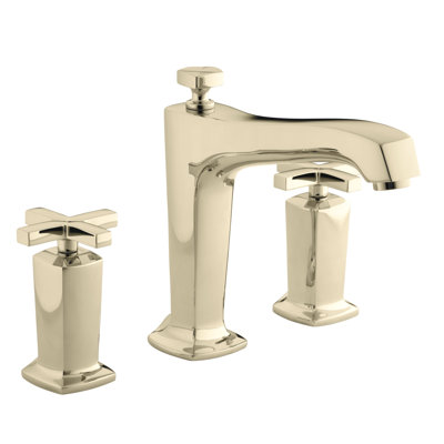 Margaux Deck-Mount Bath Faucet Trim for High-Flow Valve with Non-Diverter Spout and Cross Handles, Valve Not Included