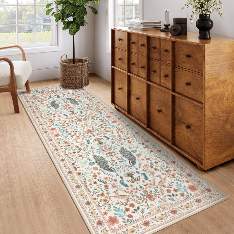 Area Rugs Washable Rug Non Slip for Kitchen Animal Print Soft Indoor Floral Carpet Non-Shedding Farmhouse Hallway Home Decor