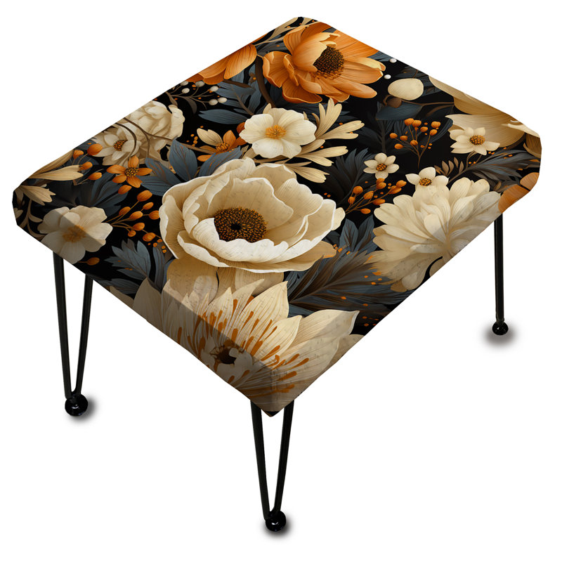 Autumn Cottage Flowers Pattern II - Floral Rectangle Ottoman