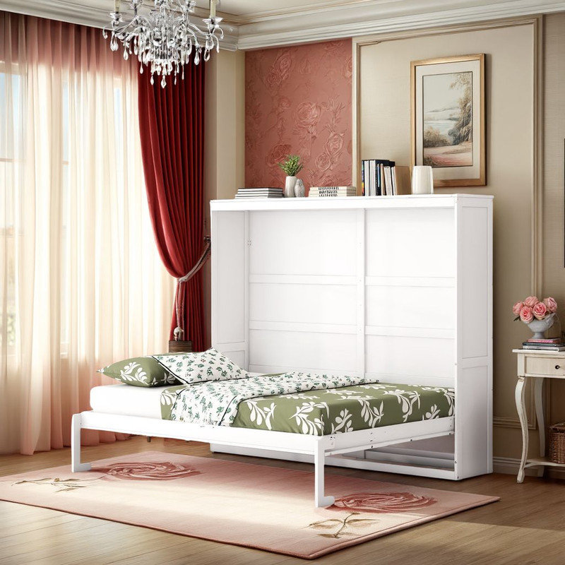 «Armoire murale grand lit escamotable» Conception pliable peu encombrante - Capacité de 600 lb, Blanc