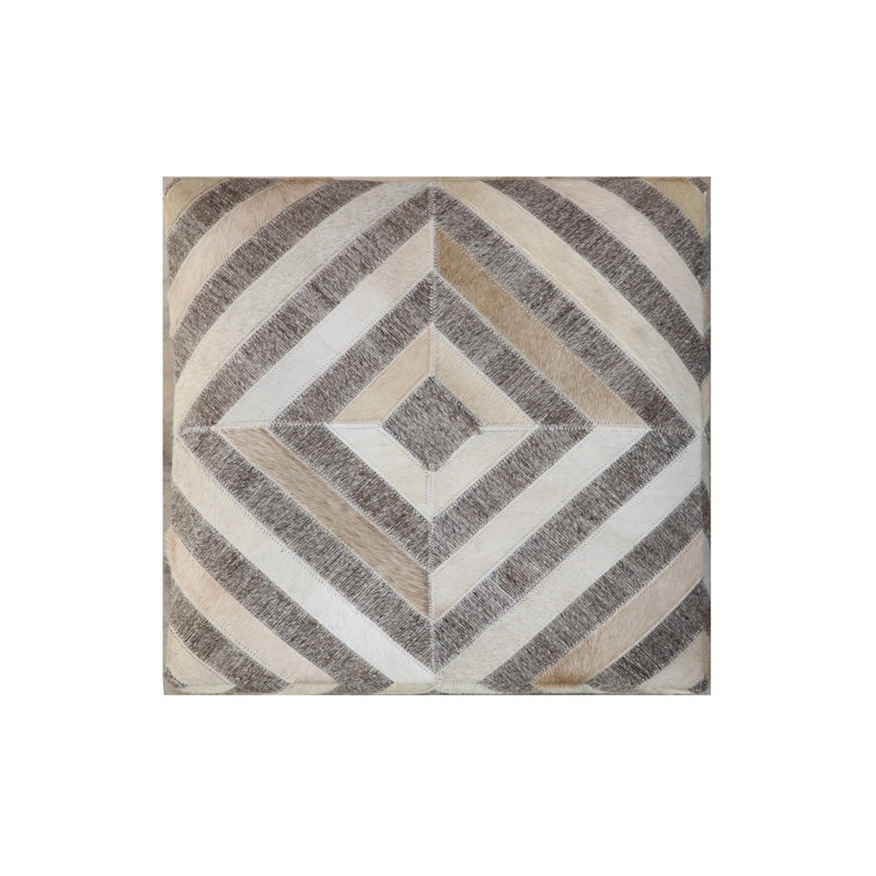 Zeppelin Upholstered Pouf, Gray/Beige