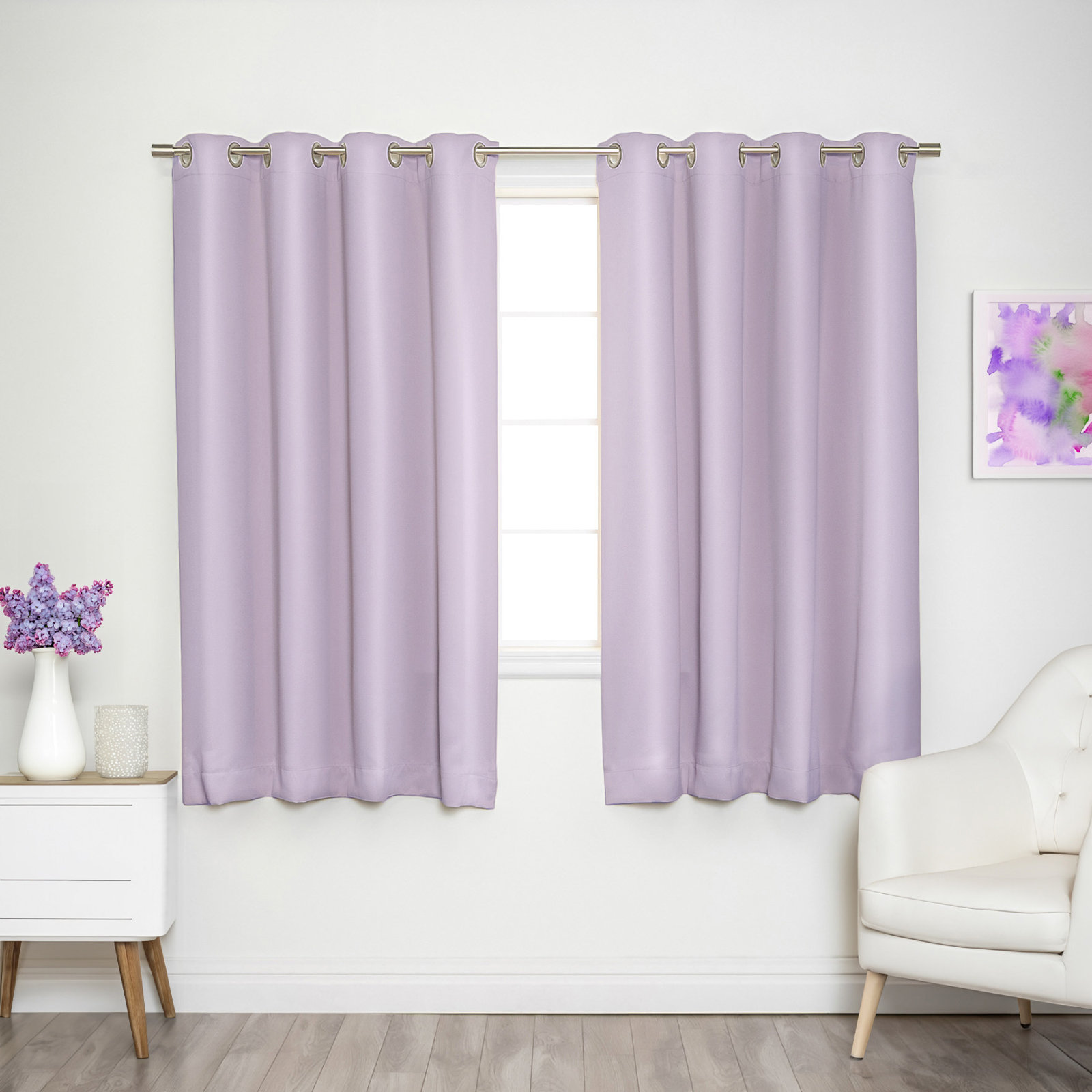 Schaeffer Blackout Thermal Curtain Panel Set, Lilac, 52" W x 63" L
