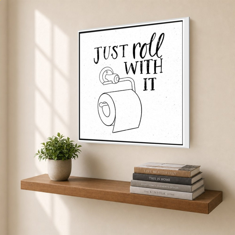 «Bathroom Puns V» par Becky Thorns - Impression sur toile, H 40 po x l 40 po