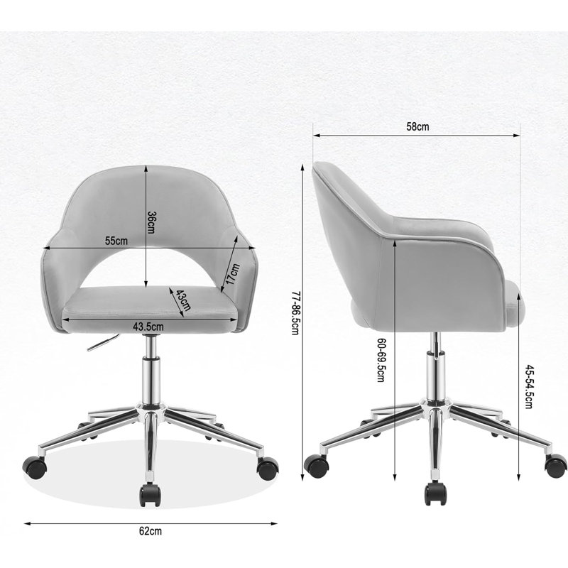Pehrson Velvet Office Chair, Grey
